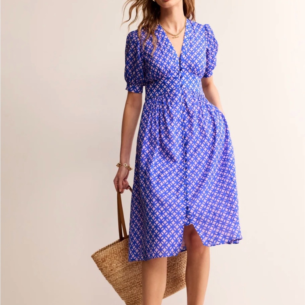 Boden Blue and White Midi Dress